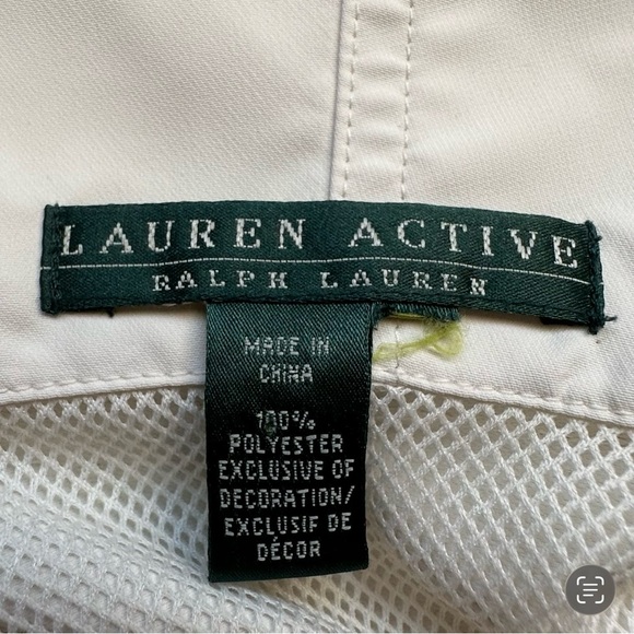 Lauren Active Ralph Lauren Cream Crest Hooded Windbreaker - XL - Y2K Old Money - Picture 9 of 13